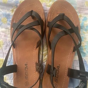 Soda Brand Black Sandals Size 8. Practically new!